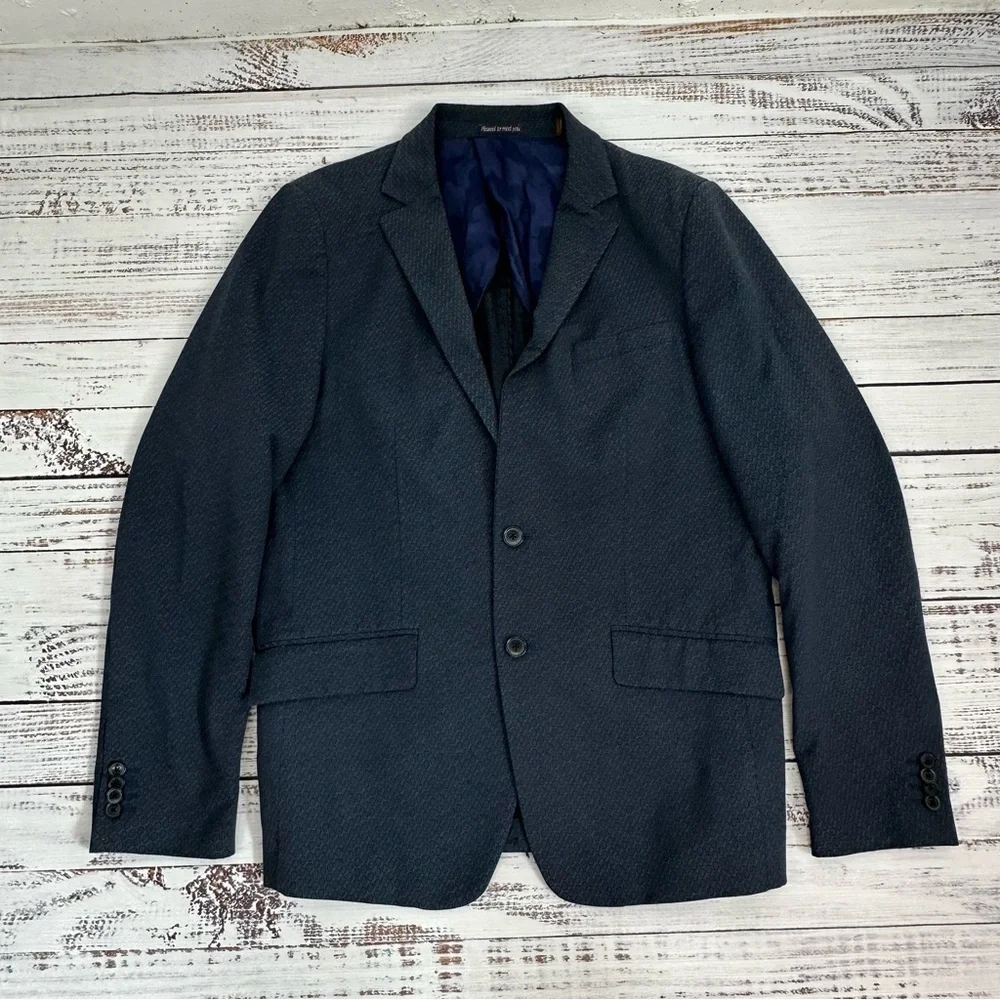 Scotch & Soda Men’s Size XL / 52 ( US 42 ) Navy Blue Print Blazer